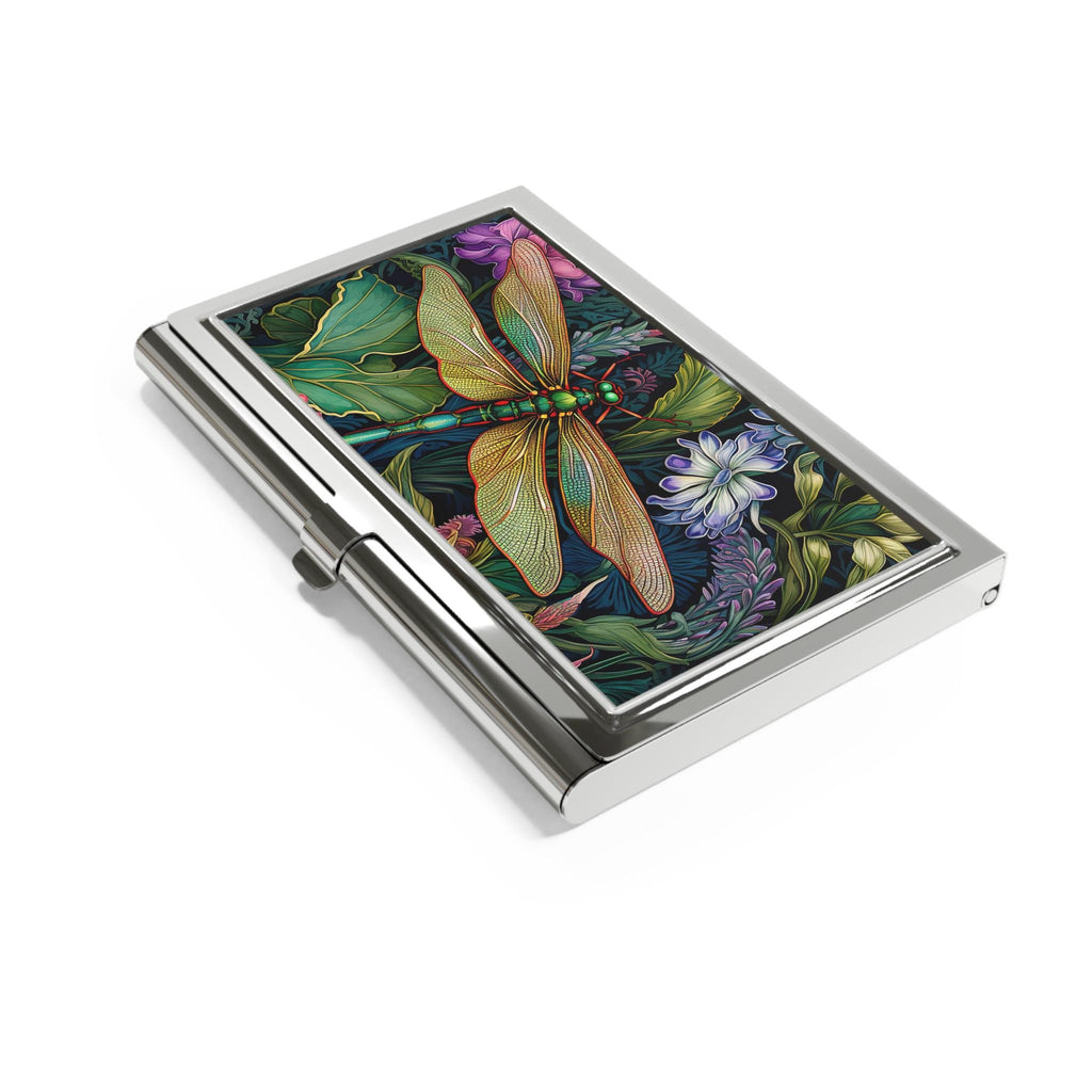 Colorful Dragonfly Business Card Holder: Elegant Desk Accessory | Calling Card Case | Bestseller Gift