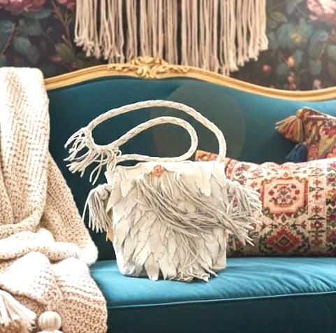 Sleek Boho Fringe Shoulder Bag | Artisan Leather Small Purse, Phone Holder