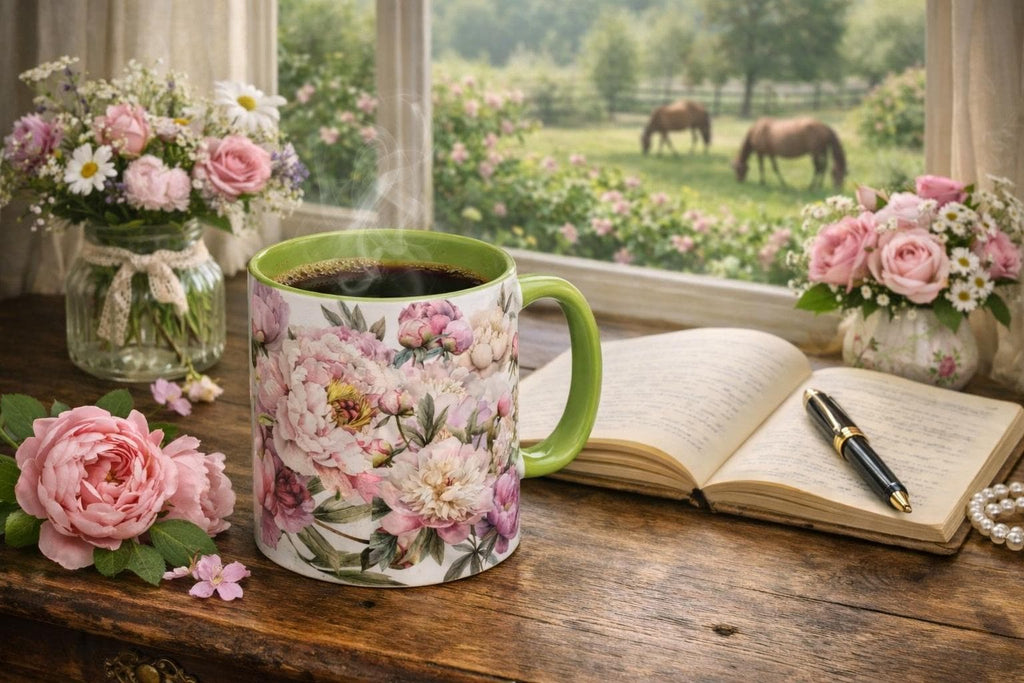 Peony Bouquet Mug | Accent Coffee Mug 11oz 15oz