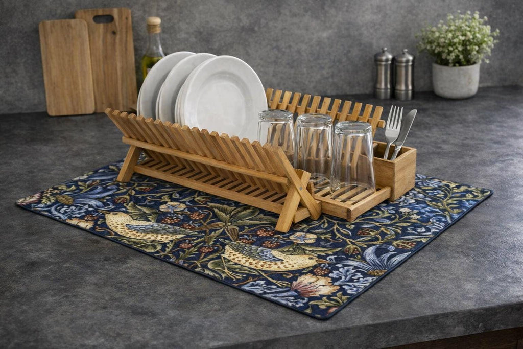 William Morris Strawberry Thieves Dish Mat | Microfiber Kitchen Mat