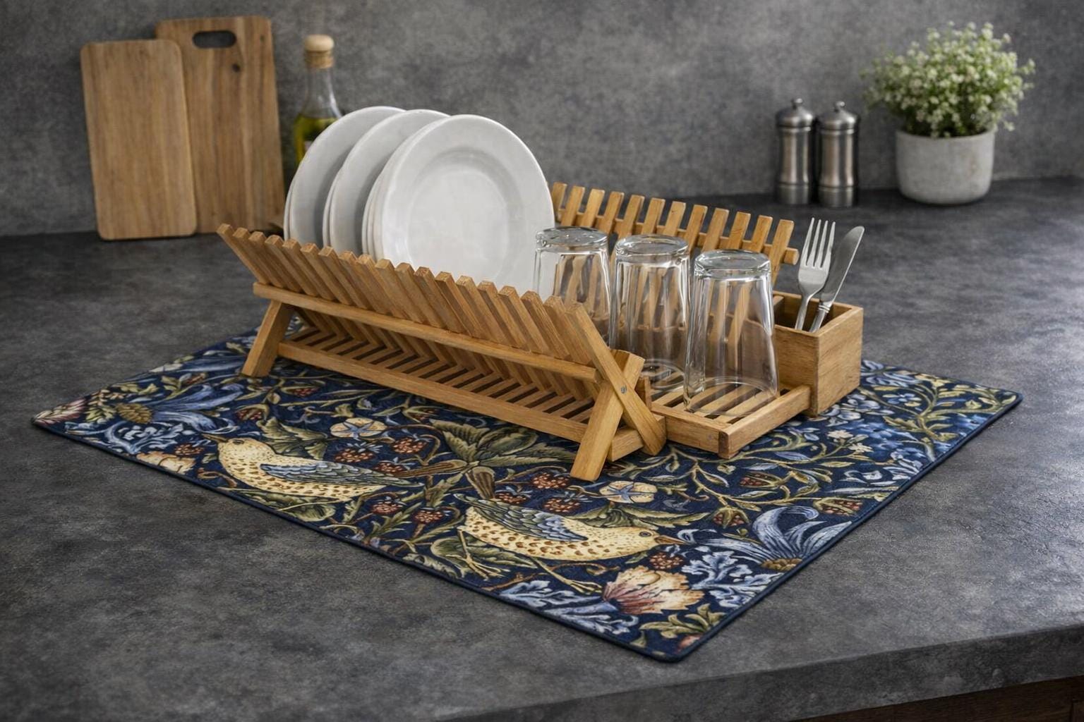 William Morris Strawberry Thieves Dish Mat | Microfiber Kitchen Mat