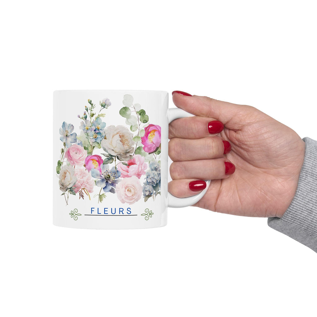 French Ceramic Mug French coffee Cup Elegant Flower Design Coffee Cup for Tea Lovers, Great Gift for Birthdays, Weddings, and Anniversaries
