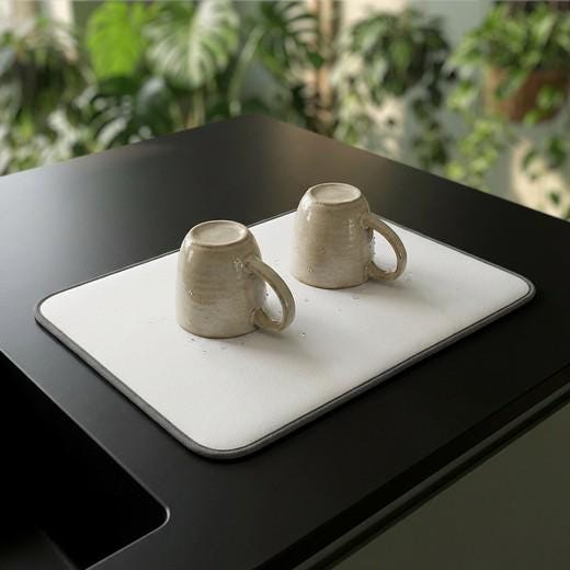 Gold Bird Vine Pattern Microfiber Kitchen Dish Mat Celedon Green