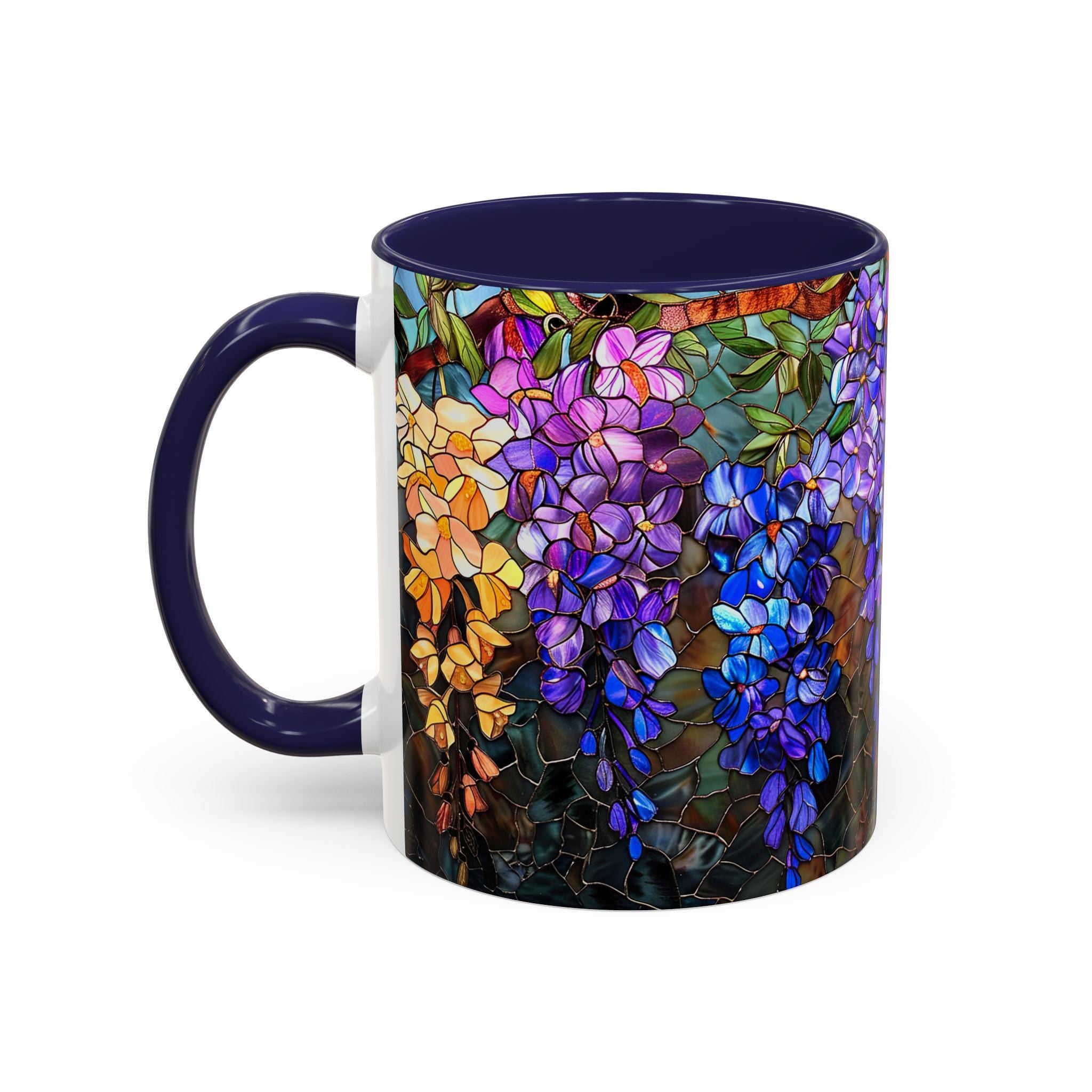 Wisteria Floral Stained Glass Mug | Accent Coffee Mug | House Warming Gift