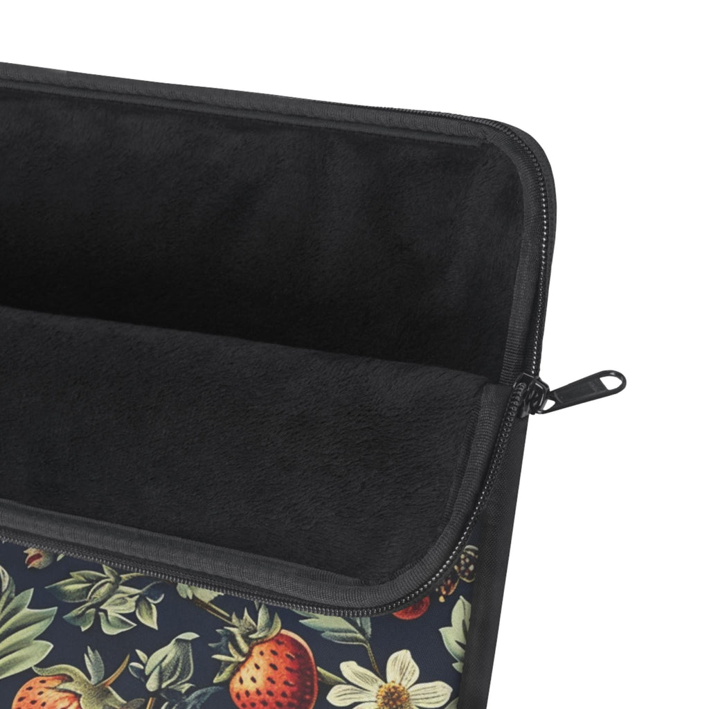 Strawberry Thieves William Morris Laptop Sleeve | Red Cream Botanical Zip Sleeve Fleece Interior