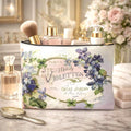 French Vintage Soap Label Violettes Accessory Pouch | Floral Makeup Bag
