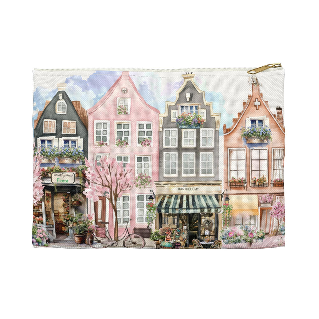 Village Row Houses Accessory Pouch | Illustrated Cottage Row Zip Pouch