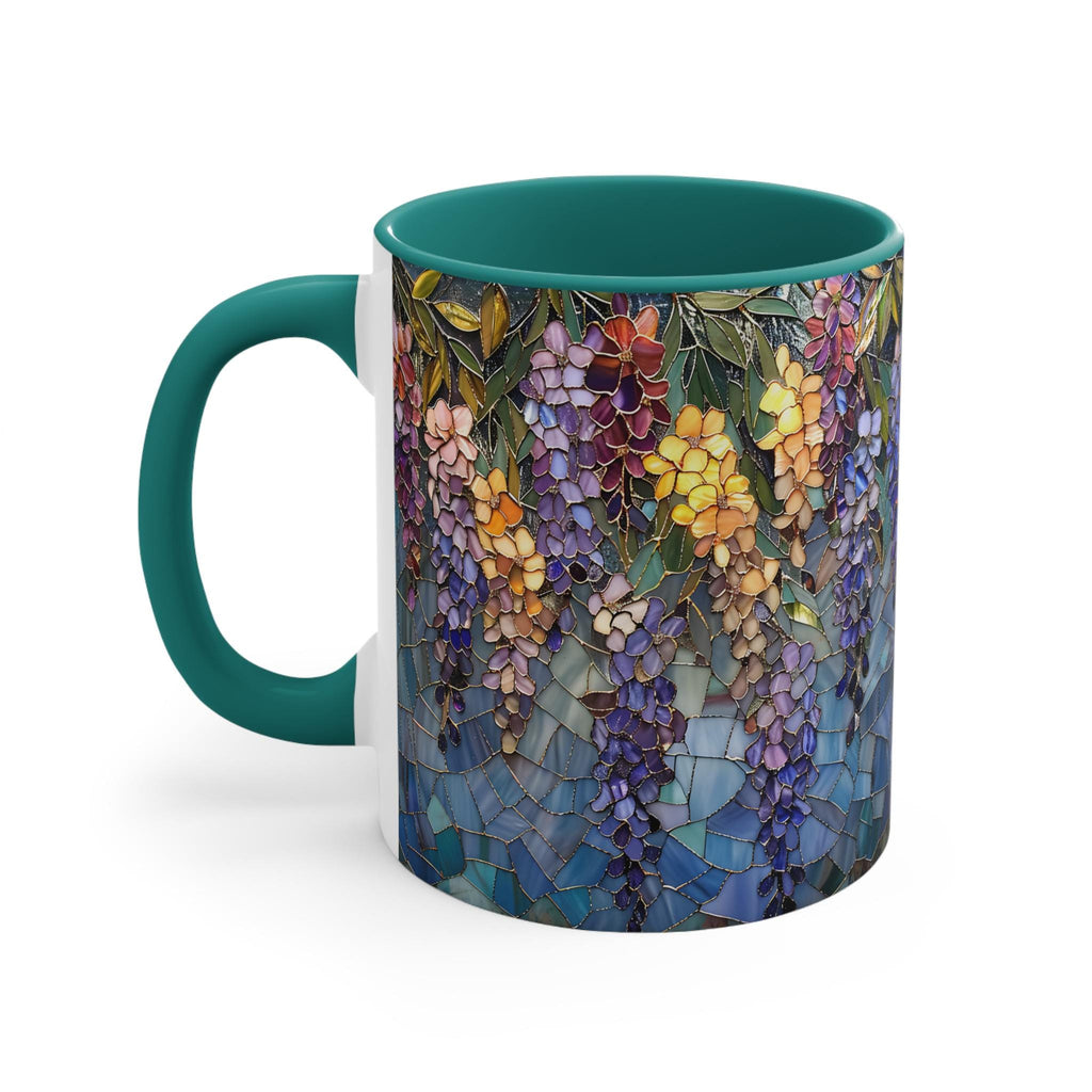Wisteria Mosaic 11oz Accent Mug | Floral Stained Glass Pattern