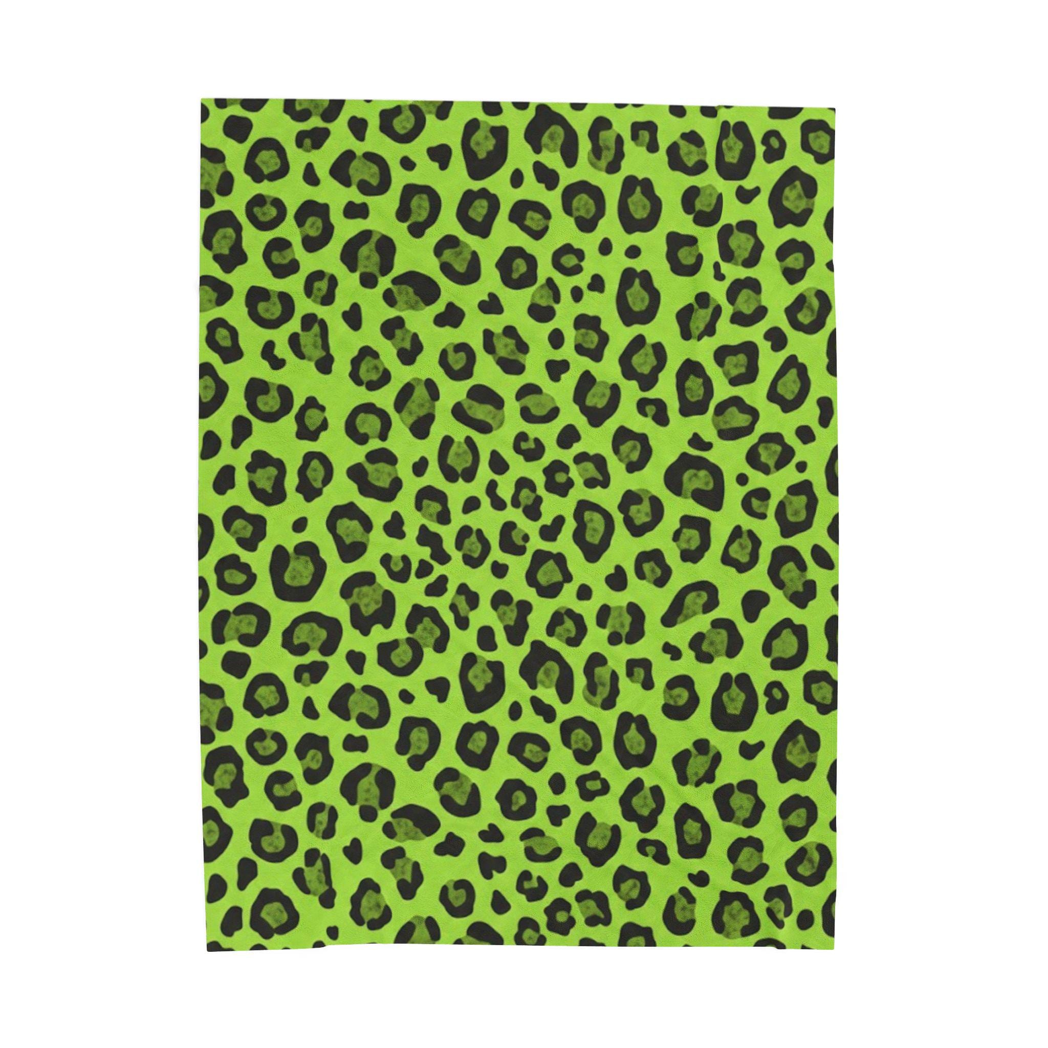 Acid Green Leopard Print Velveteen Blanket | Animal Print Throw