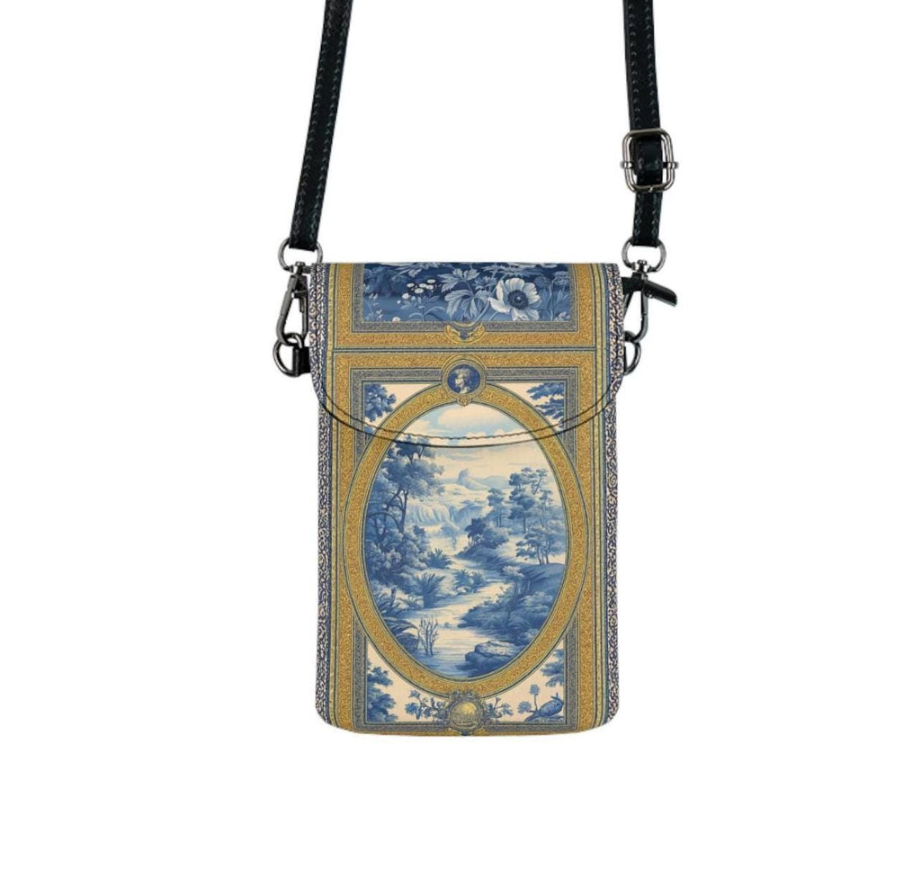 Blue Chinoiserie Phone Bag Wallet • Toile Pattern Crossbody • PCS Heritage Accessory