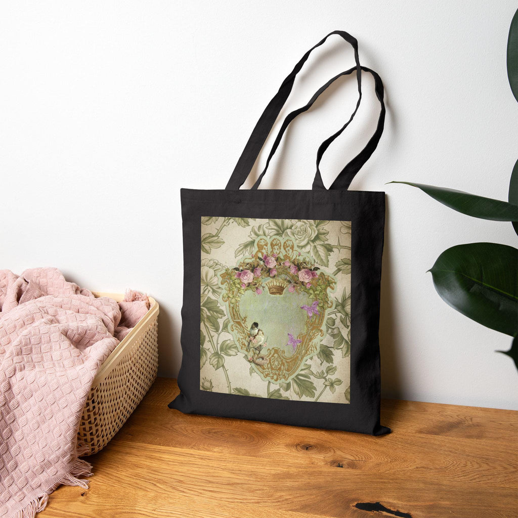 Vintage personalized Cotton Canvas Tote Bag - Green Toile