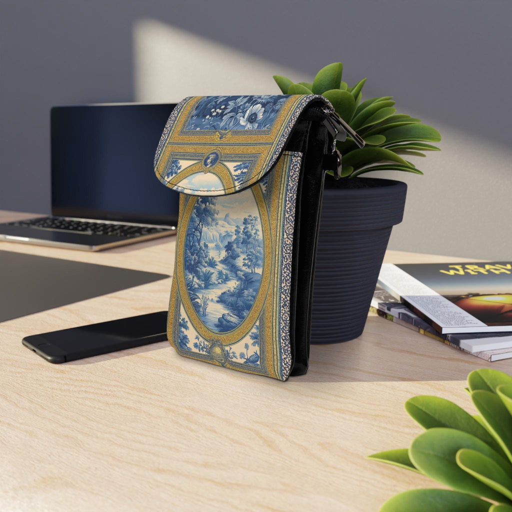 Blue Chinoiserie Phone Bag Wallet • Toile Pattern Crossbody • PCS Heritage Accessory