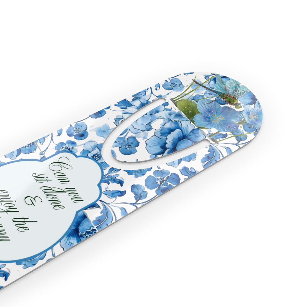 Blue Floral Dragonfly Quote Bookmark | Metal Corner Bookmarker Can You Sit Alone