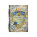 My Daily Devotions Blue Toile Spiral Notebook | Blue Birds Floral Crown Journal