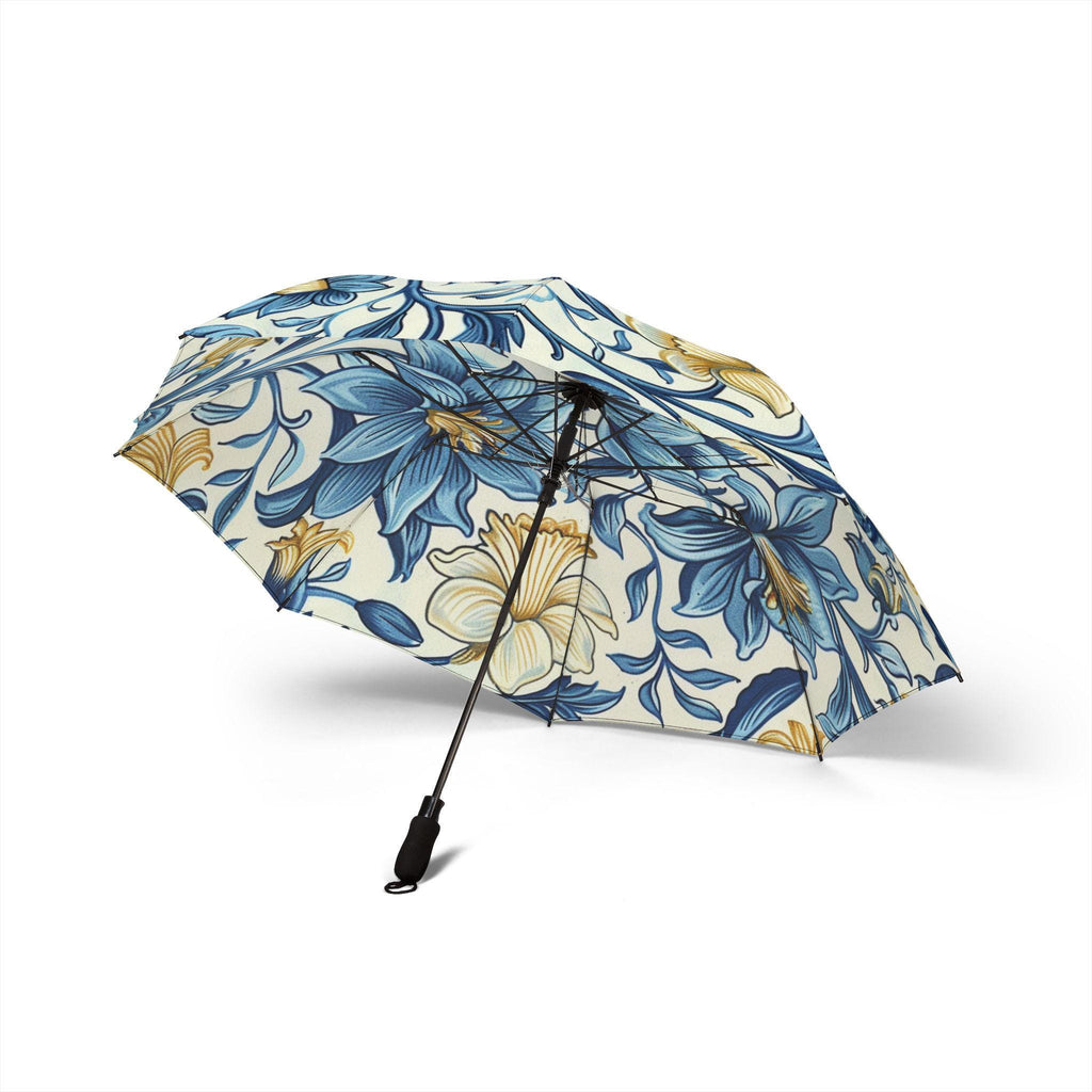 William Morris Blue Floral Foldable Umbrella | Patterned Rain Parasol