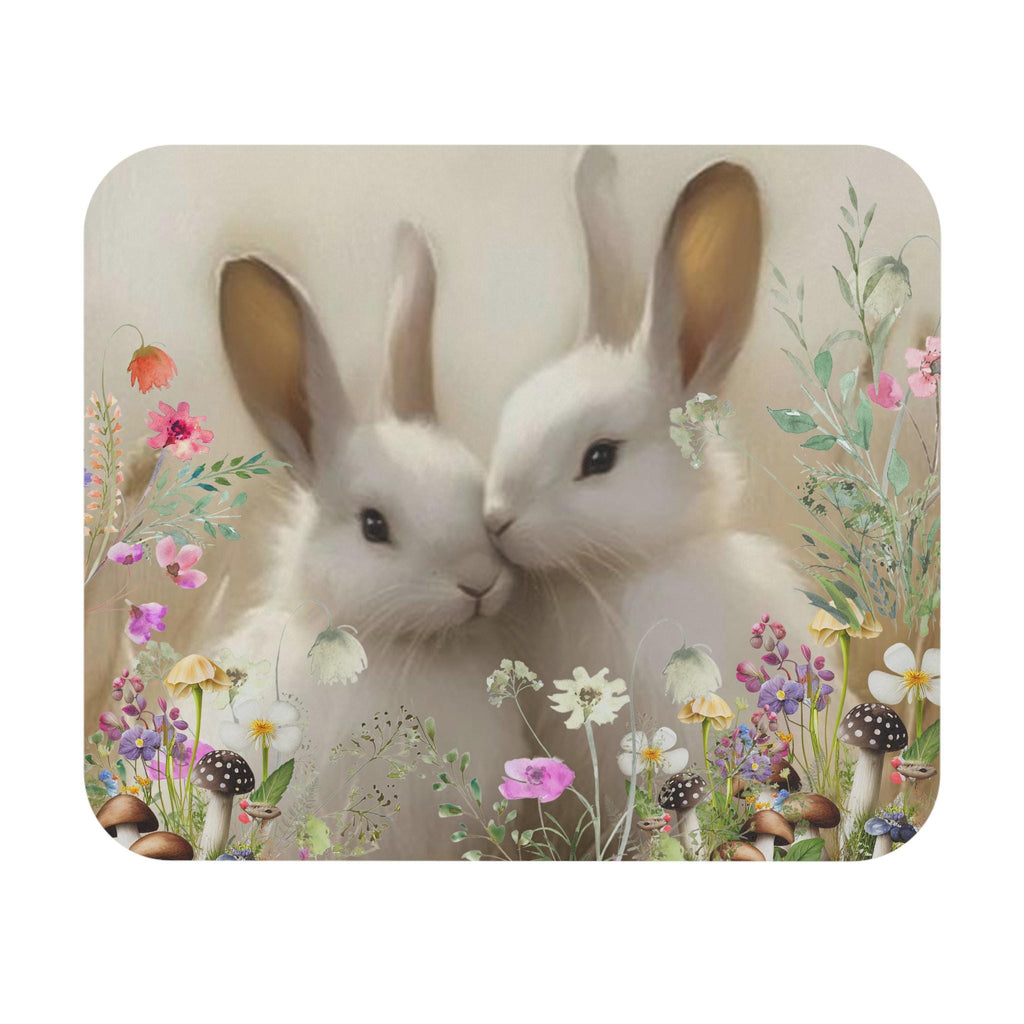 Bunnies and Wildflowers Mouse Pad – Whimsical Woodland Desk Accessory