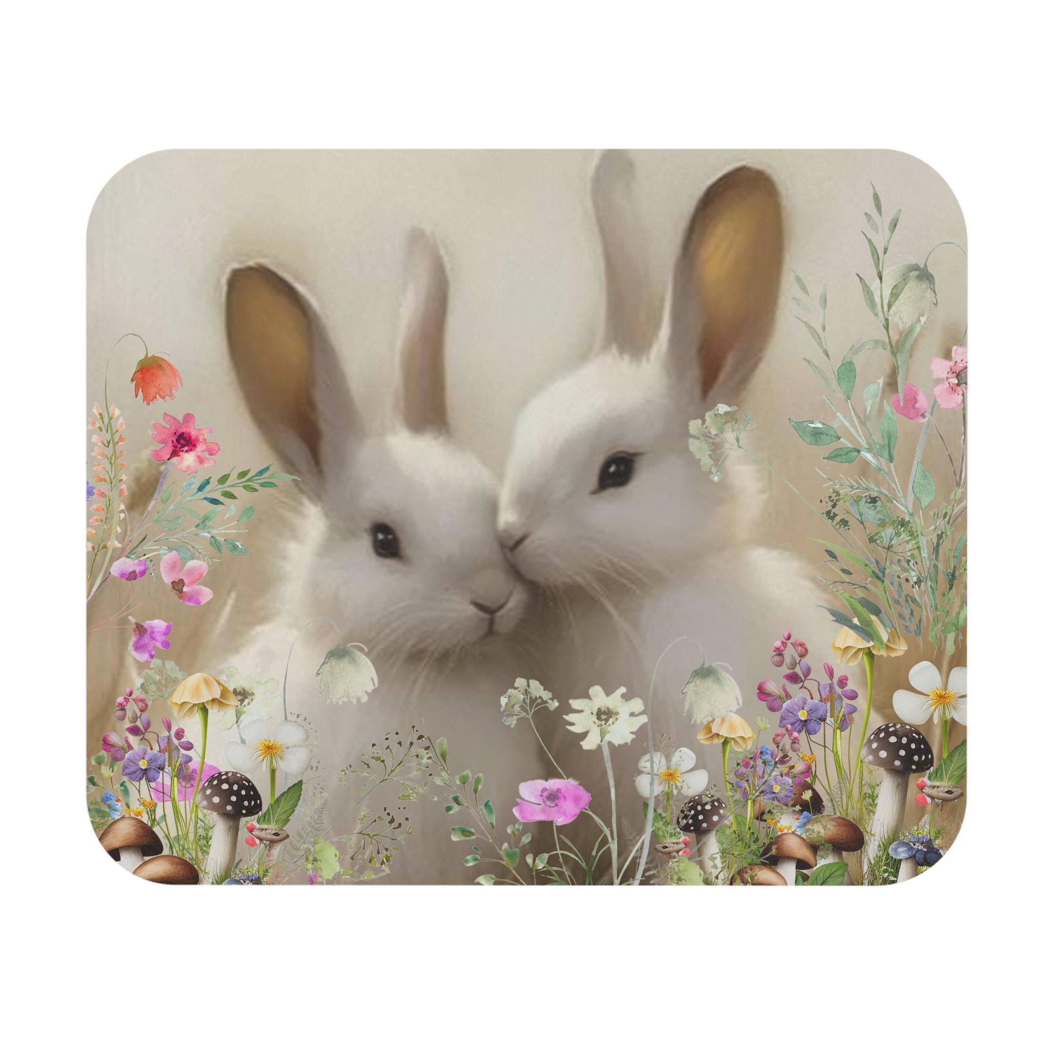 Bunnies and Wildflowers Mouse Pad – Whimsical Woodland Desk Accessory