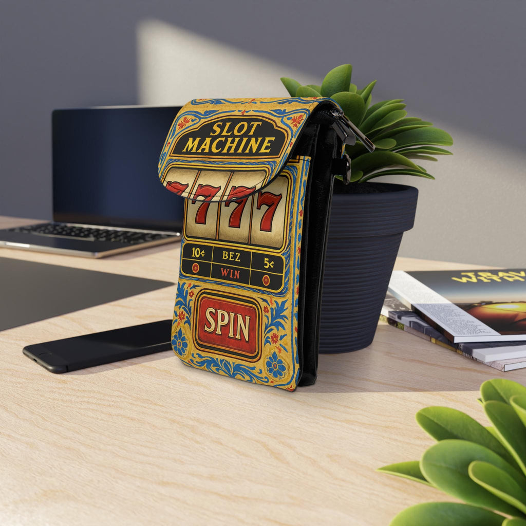 Slot Machine Phone Bag | Retro Arcade Microfiber Sling Wallet (7.5" × 4.9" × 1")