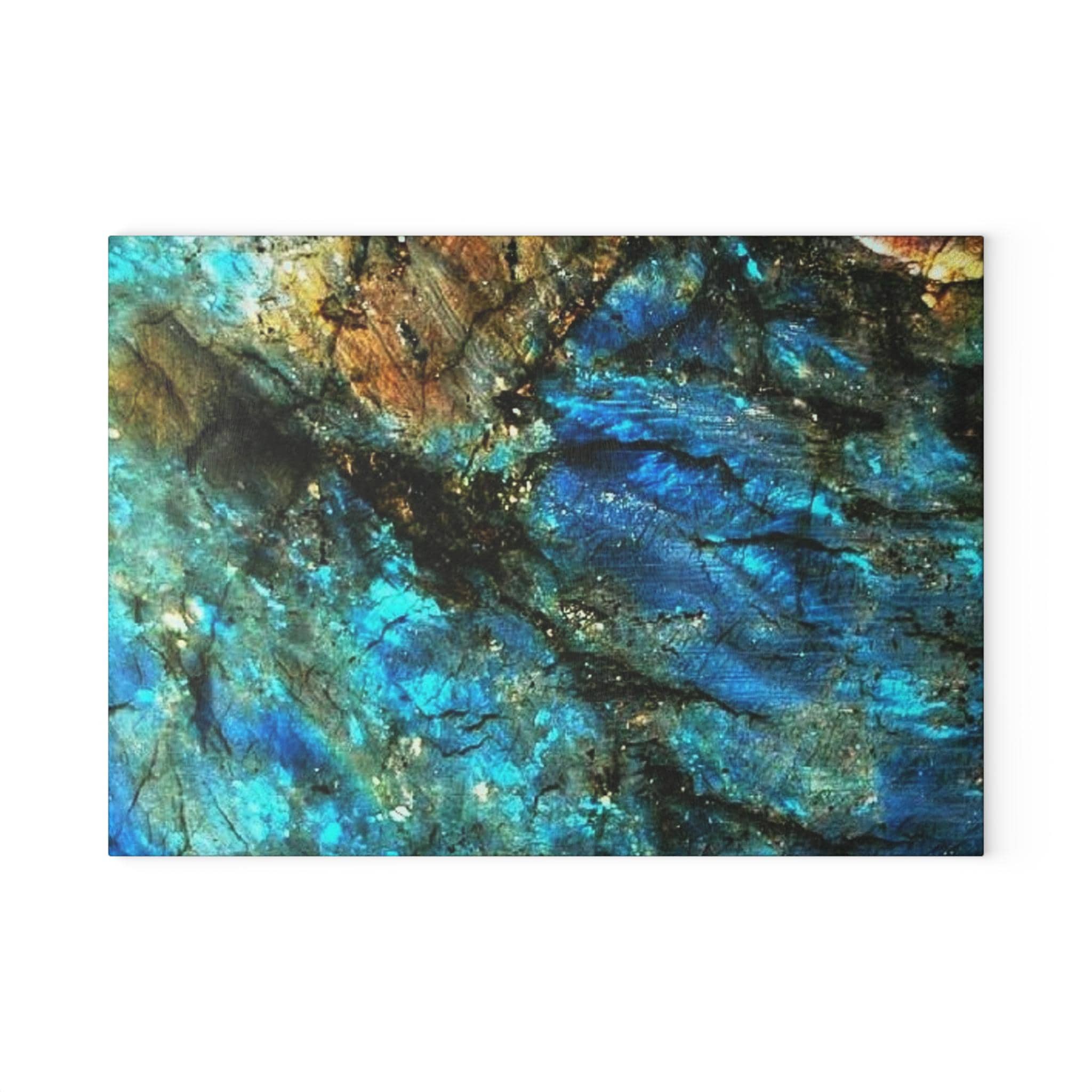 Blue Labradorite Glass Cutting Board • Iridescent Kitchen Decor (Tempered Glass)