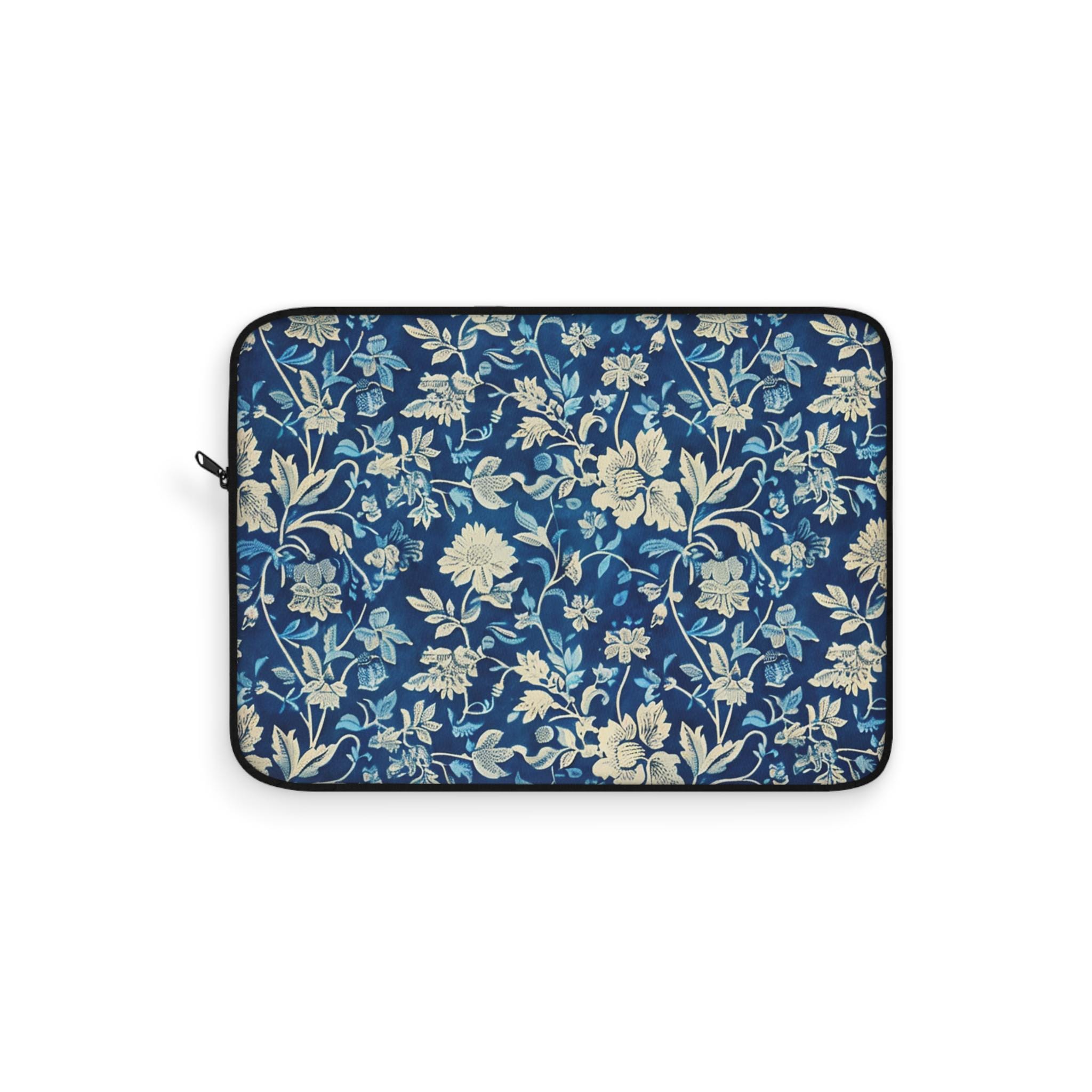Vintage William Morris Floral Laptop Sleeve | Red Cream Botanical Zip Sleeve Fleece Interior