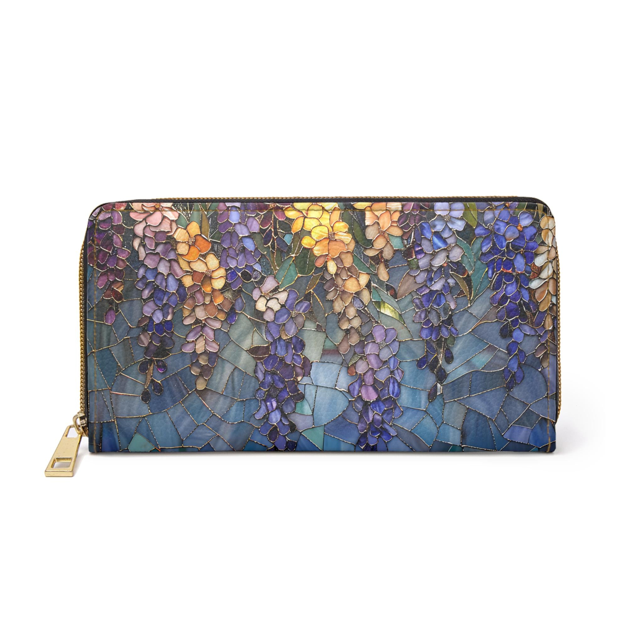 Wisteria Wallet | Floral Clutch • Botanical Zipper • Vegan Leather Coin Purse • Trendy Garden Lover Gift
