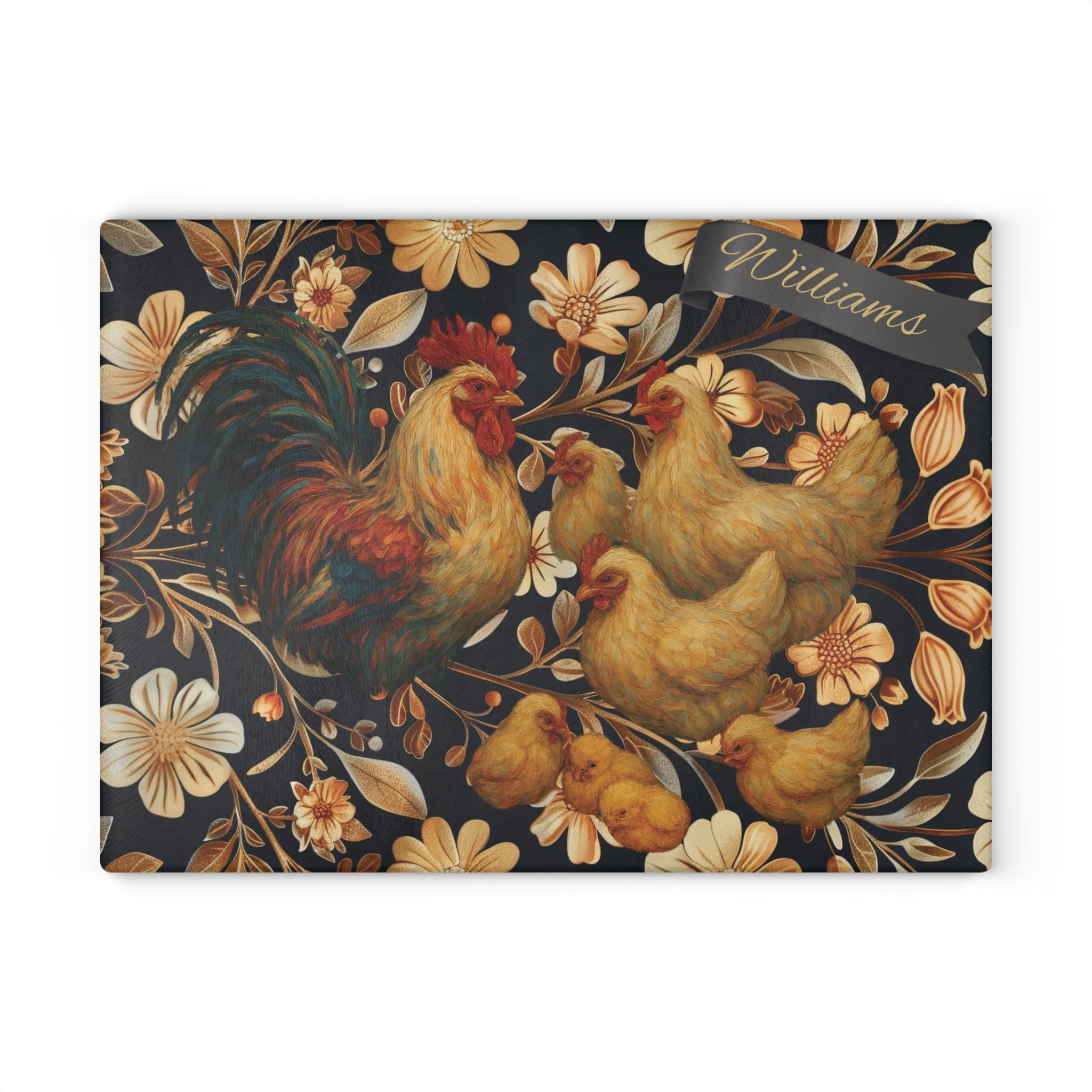 French Rooster Glass Cutting Board: Farmhouse Kitchen Decor