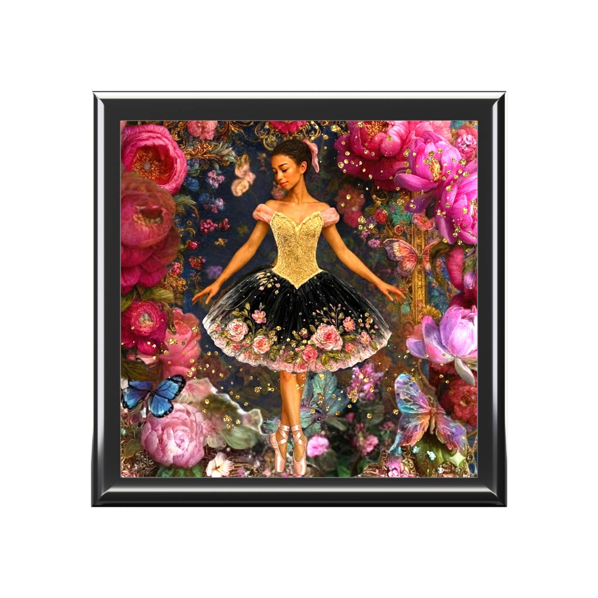 Black Ballerina Keepsake Box, Ballet Art Jewelry Box