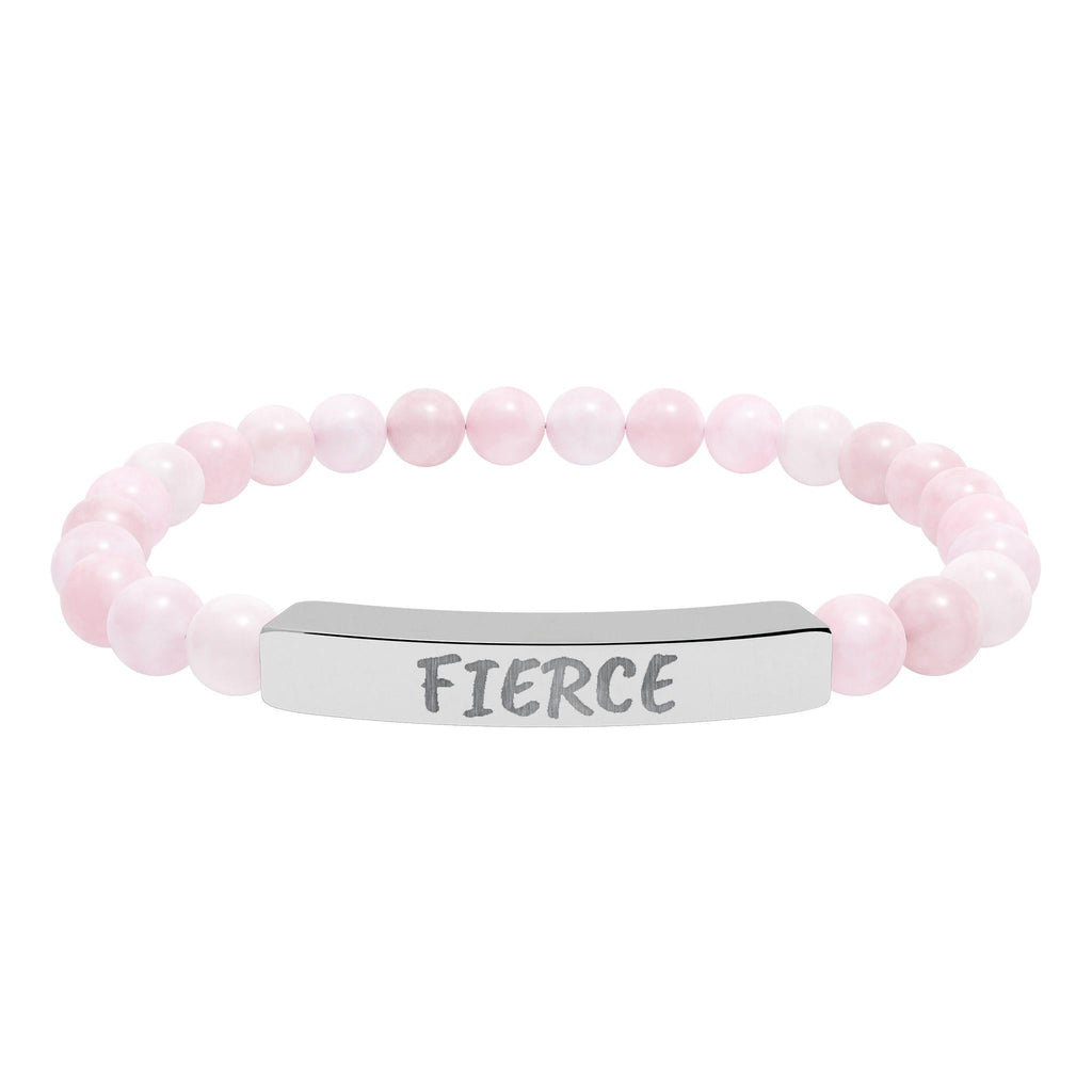 FIERCE Natural Stone Stretch Bar Bracelet | Engraved Christian Bracelet