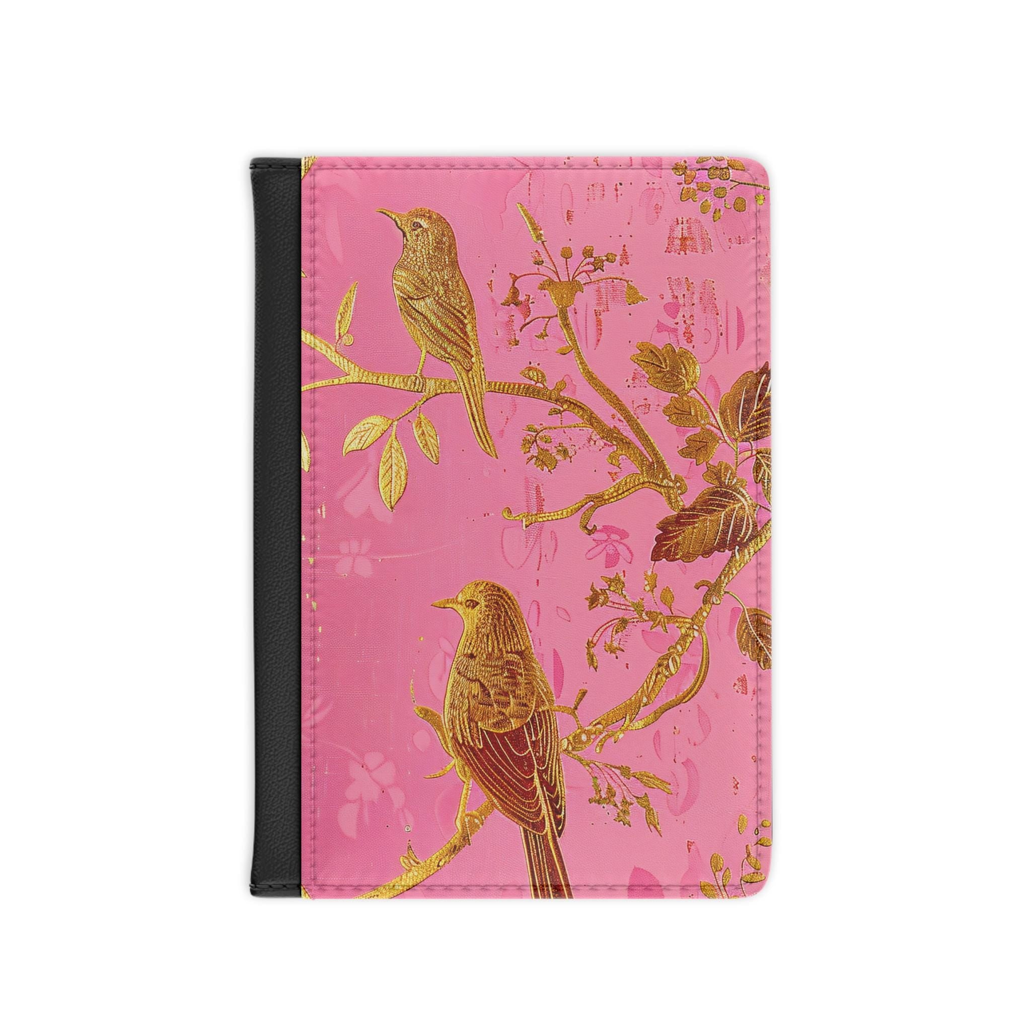 RFID Blocking Travel Wallet | Vintage Birds Celadon Passport Cover | Folding Passport Wallet for Secure Travel
