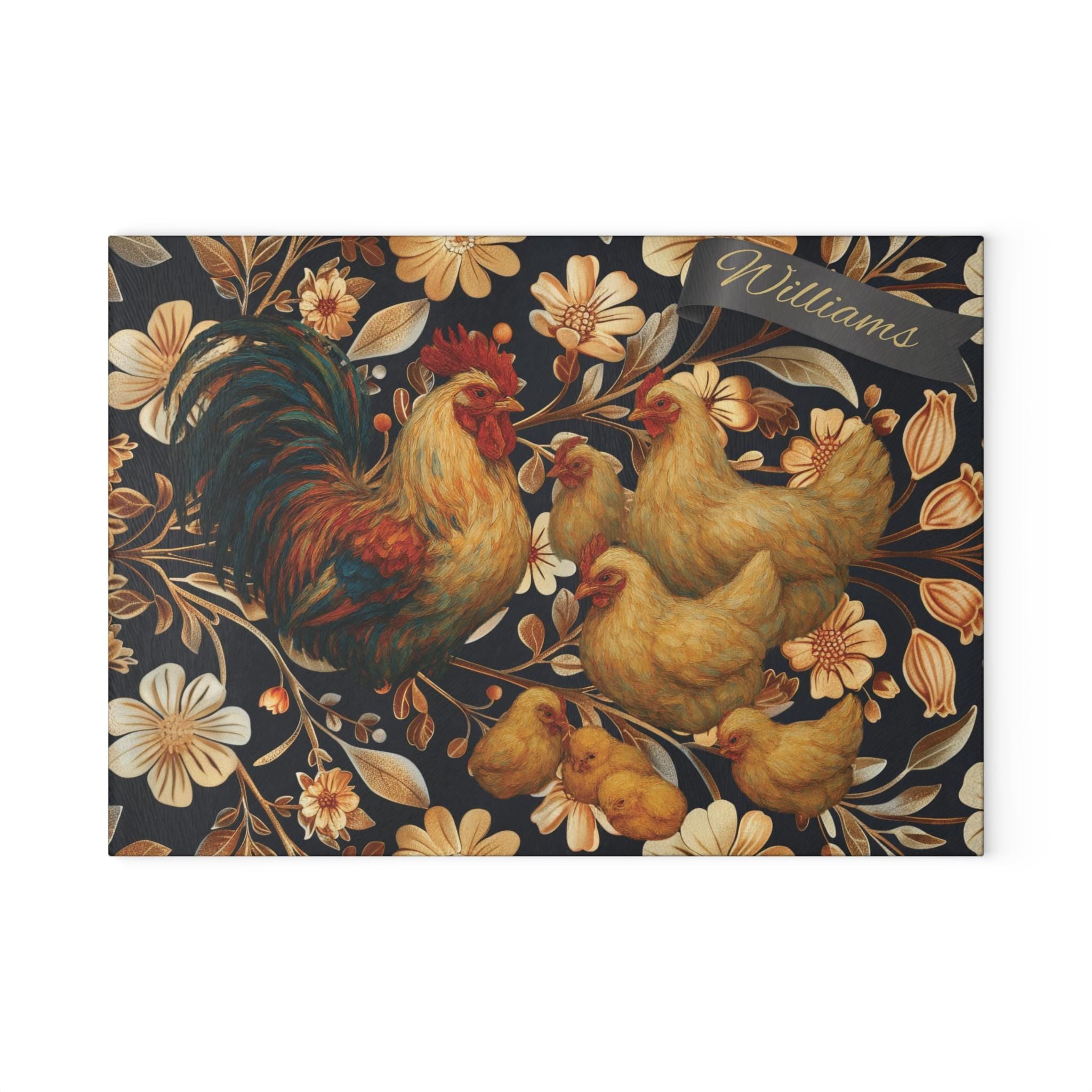 French Rooster Glass Cutting Board: Farmhouse Kitchen Decor
