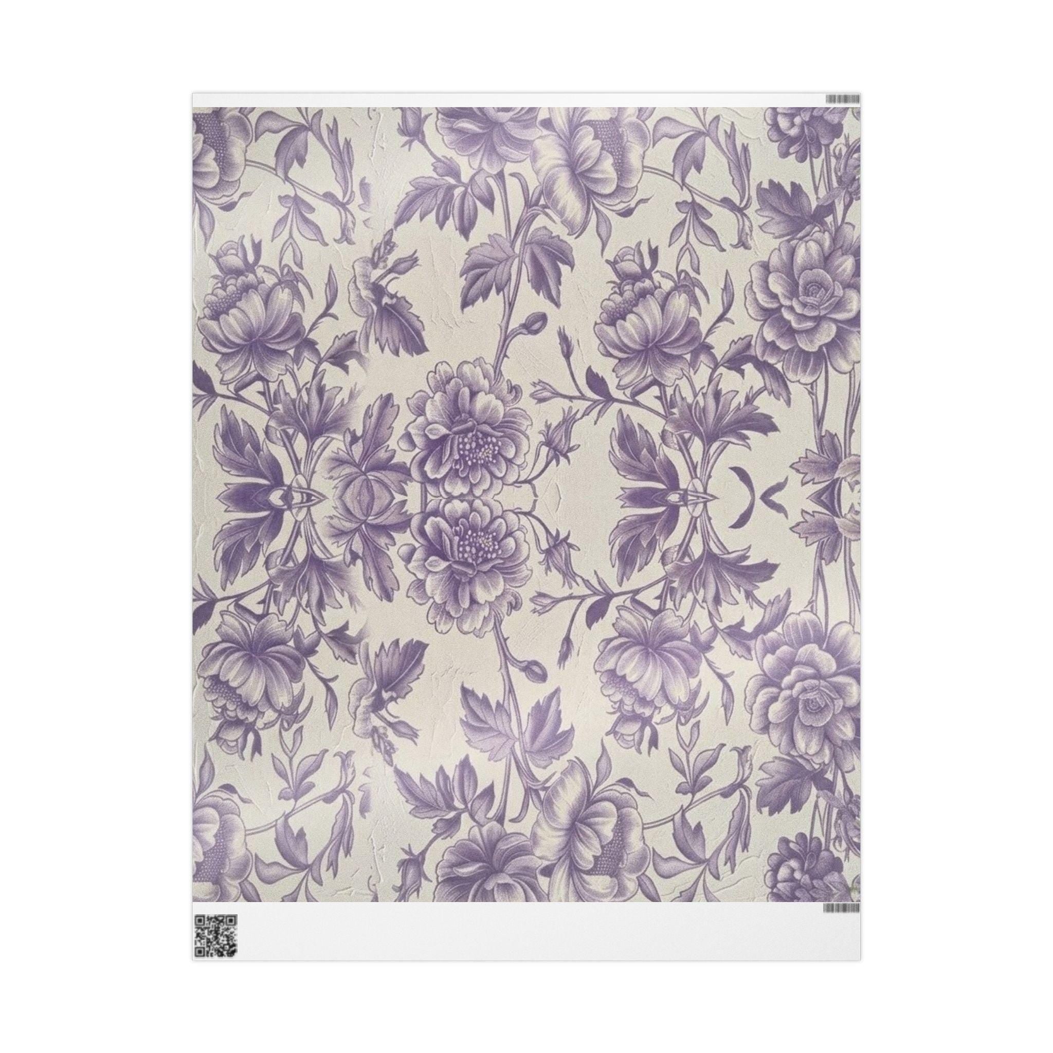 Lavender Toile Botanical Floral Wrapping Paper | Gift Wrap