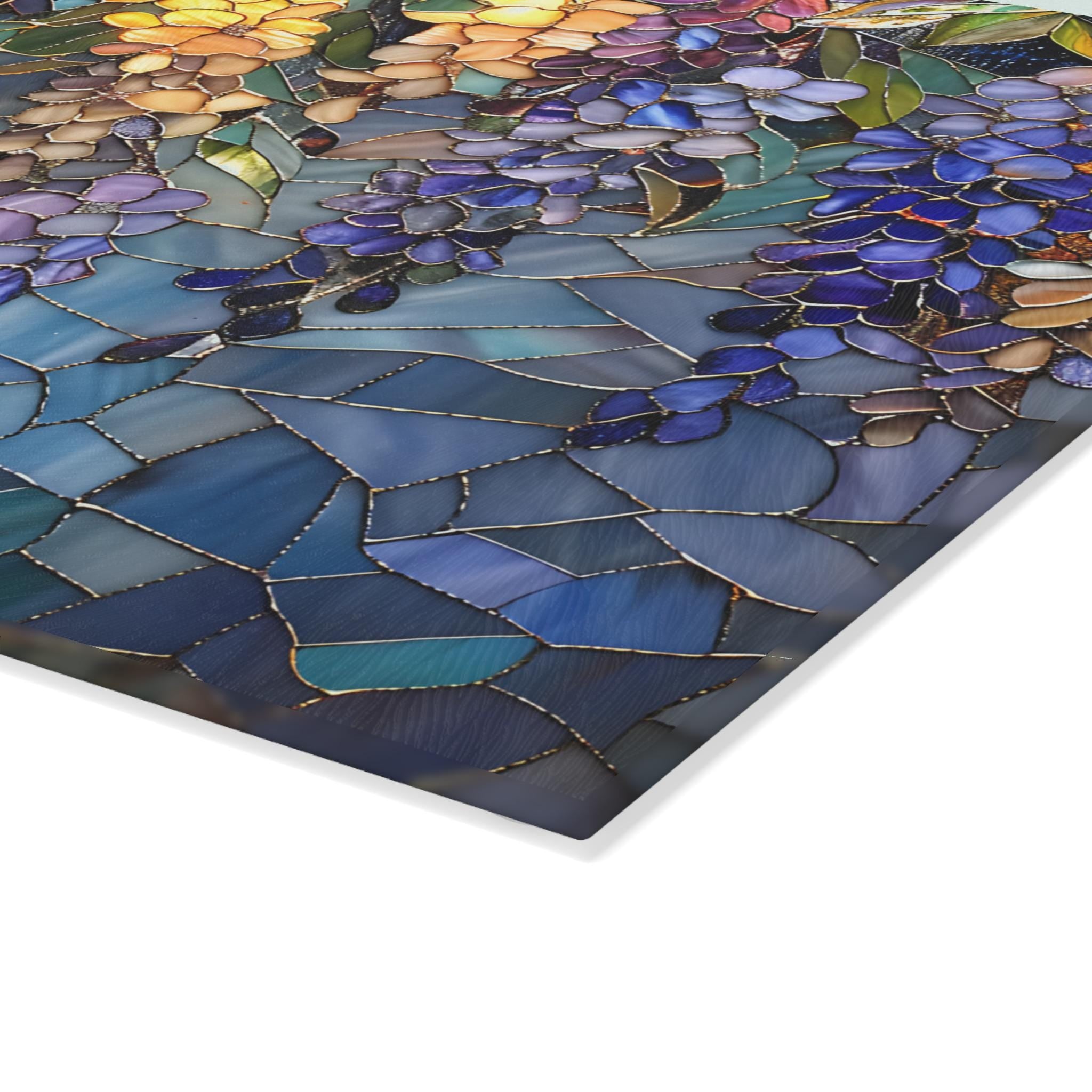 Floral Stained Glass Cutting Board • Maximalist Art Kitchen Tray 3D Image