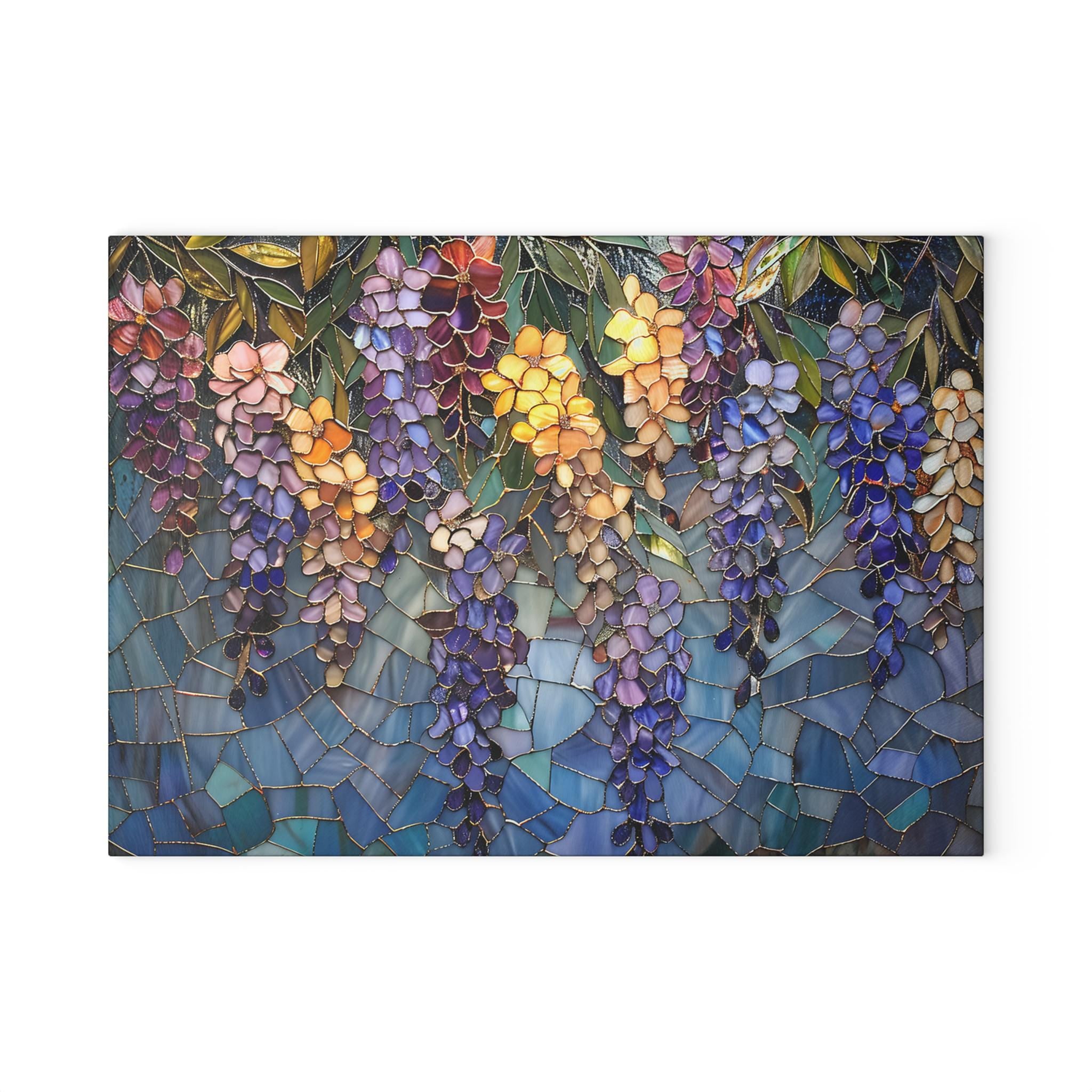 Floral Stained Glass Cutting Board • Maximalist Art Kitchen Tray 3D Image