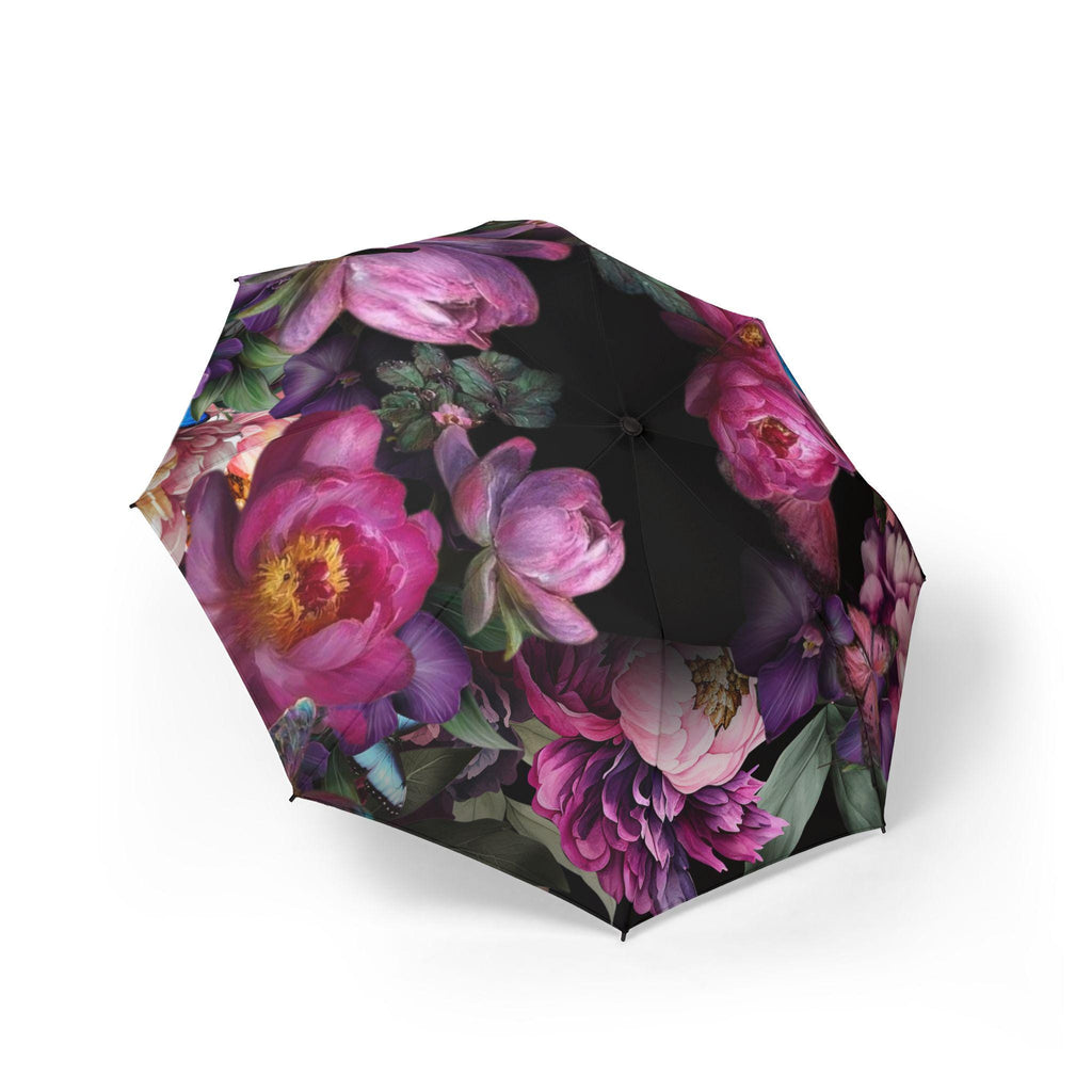 Vintage Pink Peony Floral Umbrella Foldable Umbrella | Romantic Rain Parasol