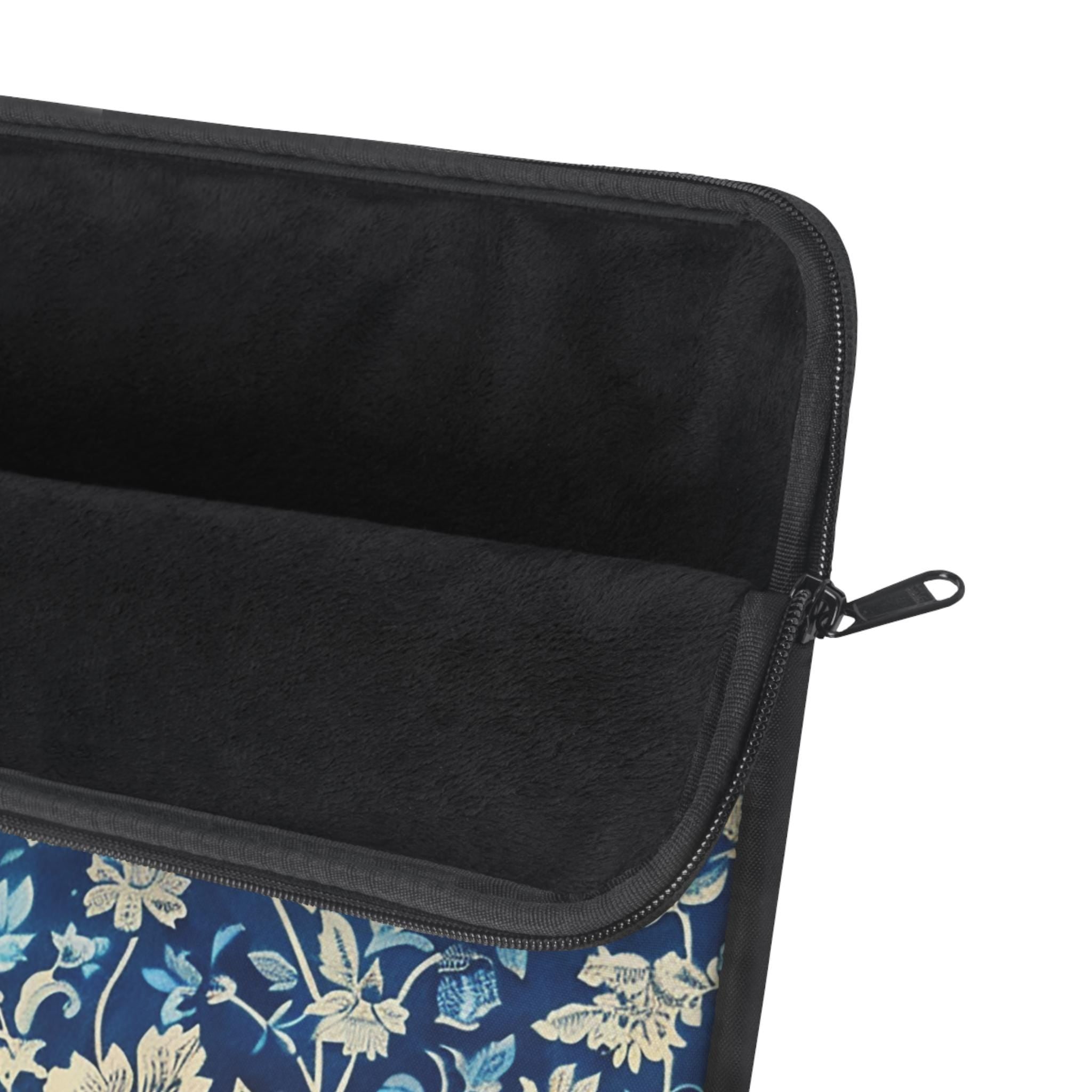 Vintage William Morris Floral Laptop Sleeve | Red Cream Botanical Zip Sleeve Fleece Interior