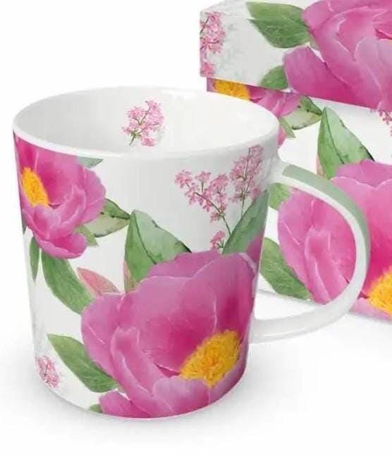 Pink Peony Mug and Gift Box Set – Floral Coffee Cup Gift
