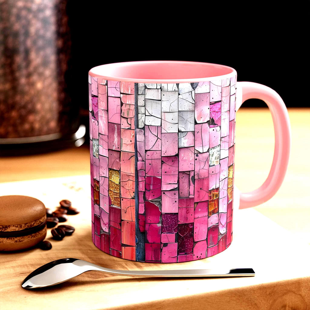 Pink Mosaic Mug • Modern Art Coffee Cup • PCS Colorful Drinkware