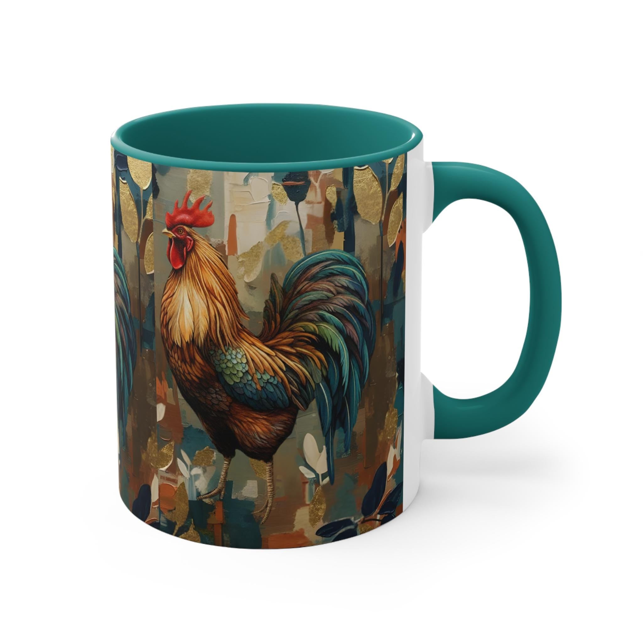 Colorful Modern Rooster Mug | Modern Farmhouse Kitchen, Rustic Morning