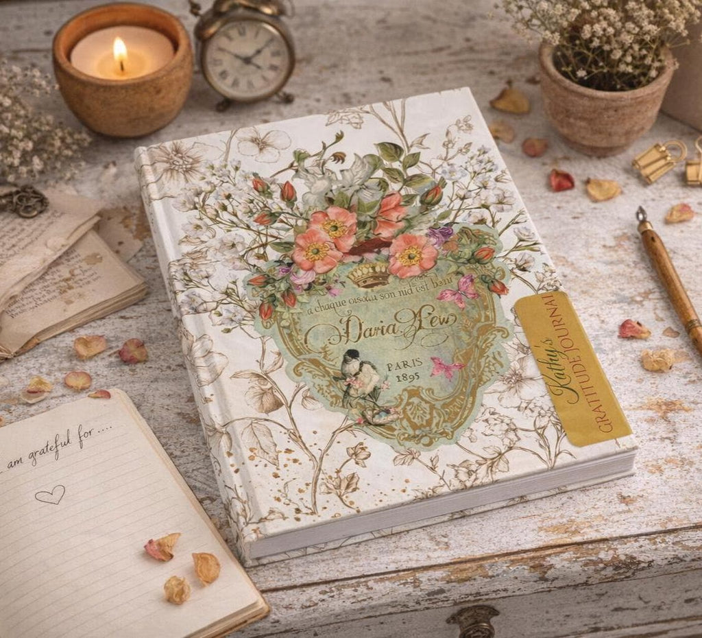 Toile Vintage Label Hardcover Journal Writer's Gift, Diary, Personlized