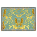 Gold Bird Vine Pattern Microfiber Kitchen Dish Mat Celedon Green