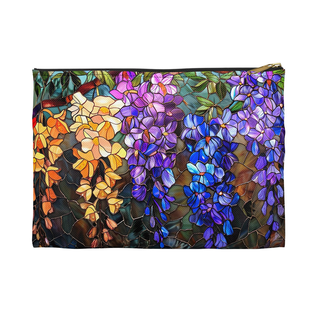Wisteria Floral Accessory Pouch | Stained Glass Garden Print Zipper Bag
