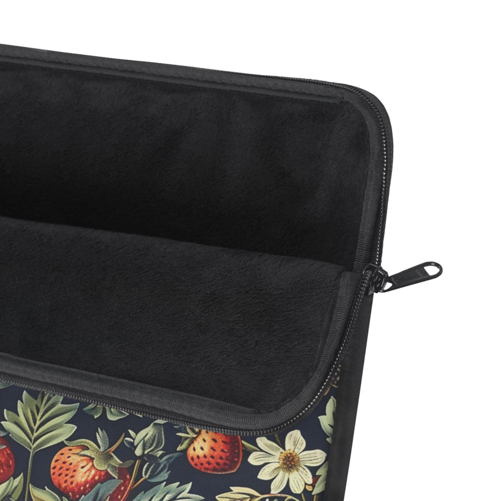 Strawberry Thieves William Morris Laptop Sleeve | Red Cream Botanical Zip Sleeve Fleece Interior