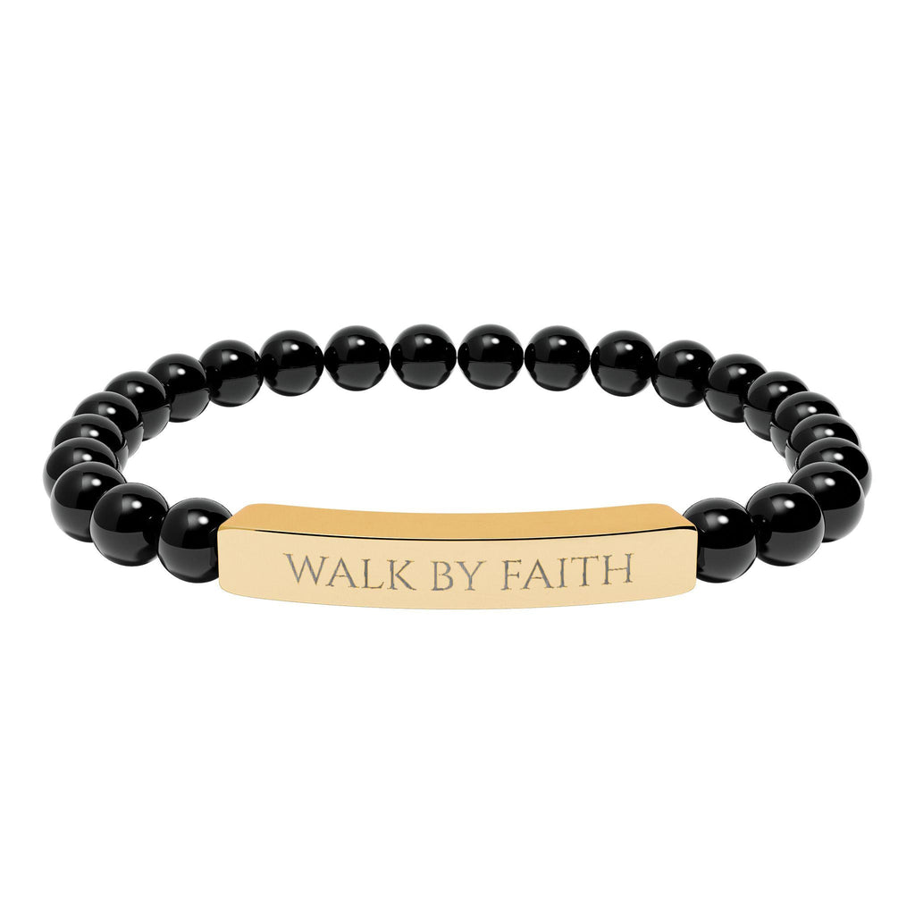 Walk By Faith bar bracelet Natural Stone Stretch Bracelet | Christian Scripture Jewelry