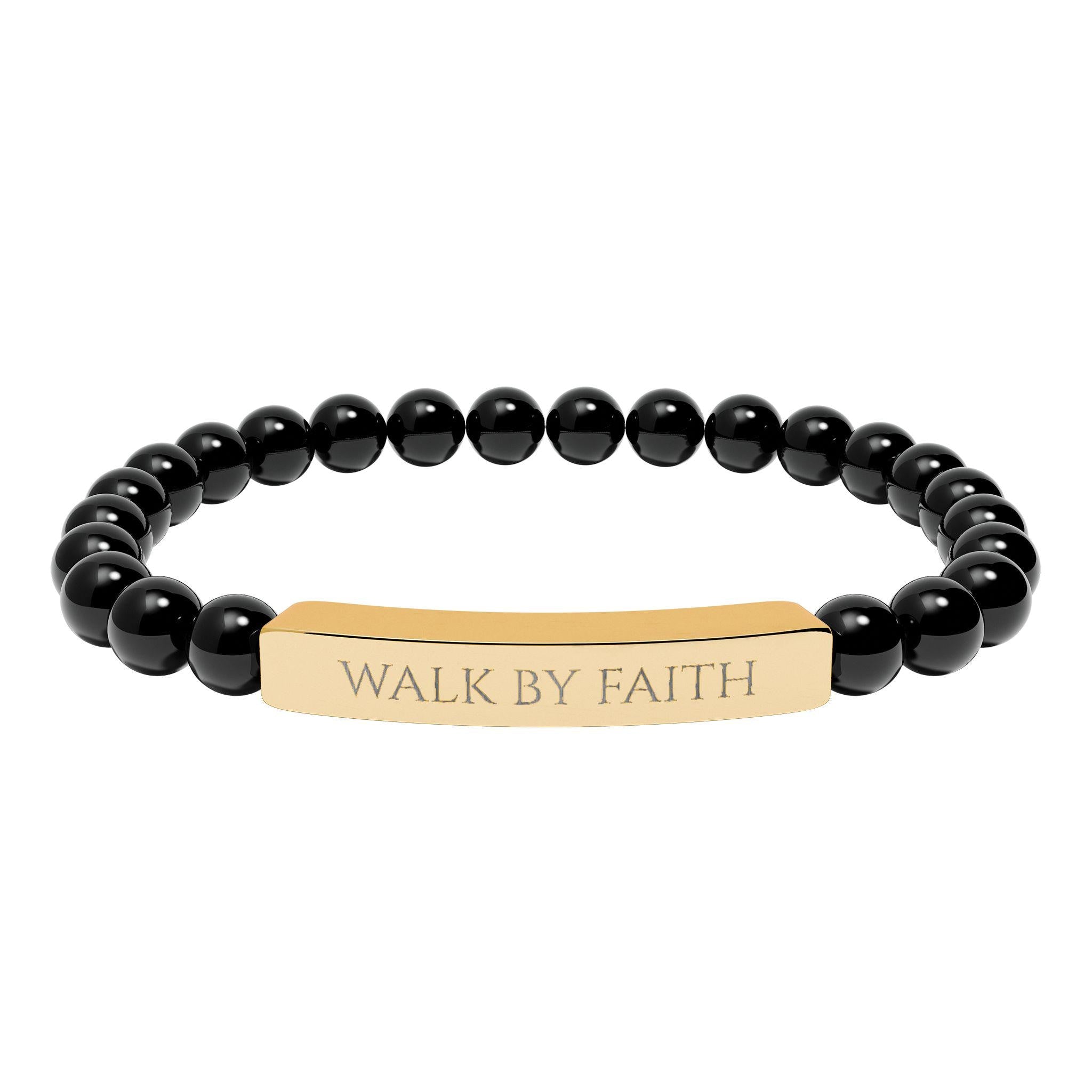 Walk By Faith bar bracelet Natural Stone Stretch Bracelet | Christian Scripture Jewelry