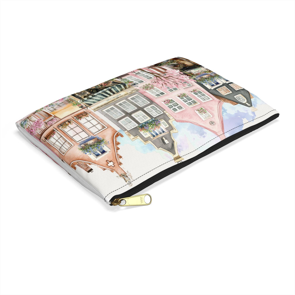 Village Row Houses Accessory Pouch | Illustrated Cottage Row Zip Pouch