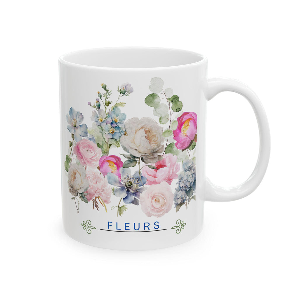 French Ceramic Mug French coffee Cup Elegant Flower Design Coffee Cup for Tea Lovers, Great Gift for Birthdays, Weddings, and Anniversaries