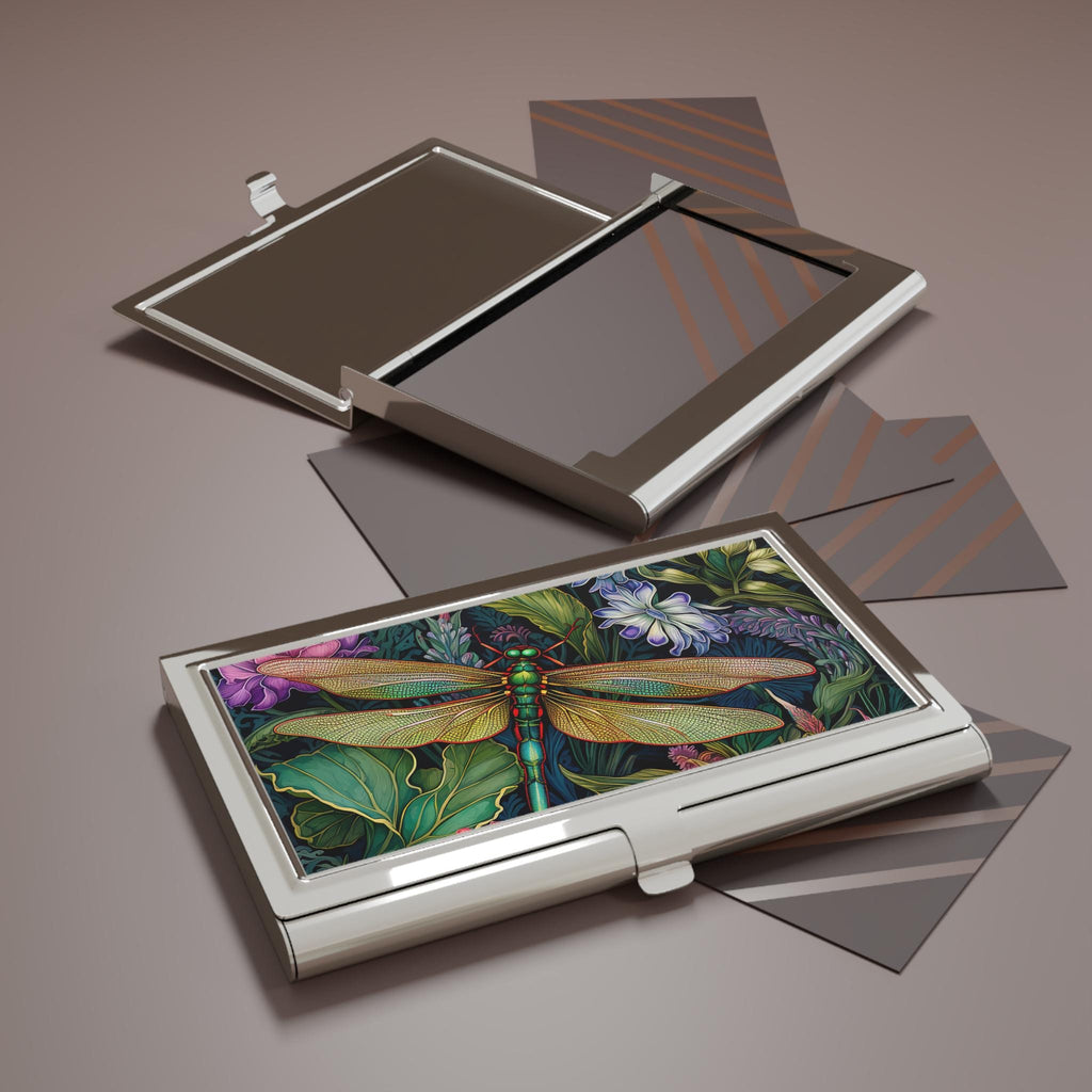 Colorful Dragonfly Business Card Holder: Elegant Desk Accessory | Calling Card Case | Bestseller Gift