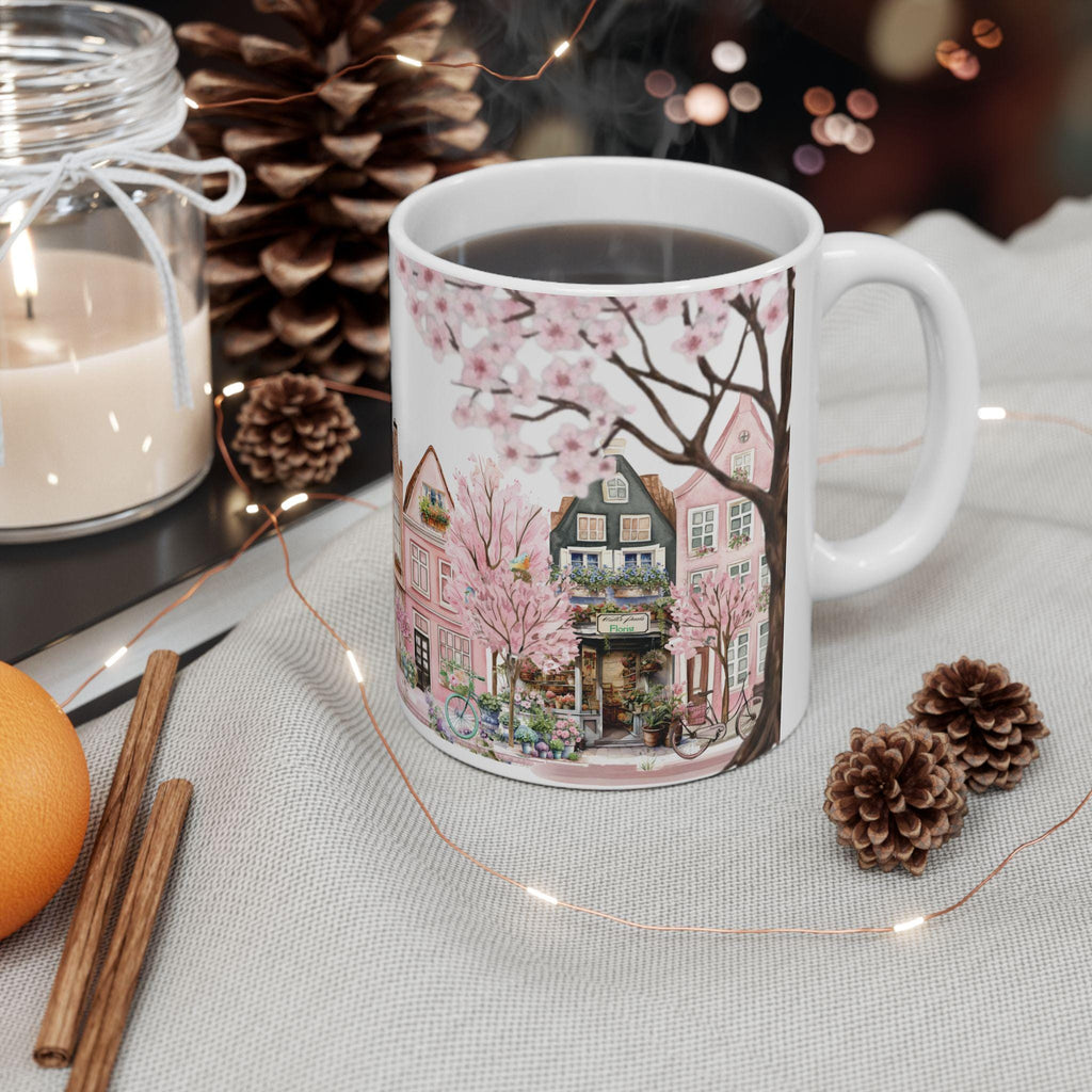 Painted Ladies Rowhouse Floral Coffee Cup Mug | Spring Tea & Coffee Lover