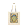 Vintage Blue Roses Heart Shield tote bag | Cotton Canvas Tote