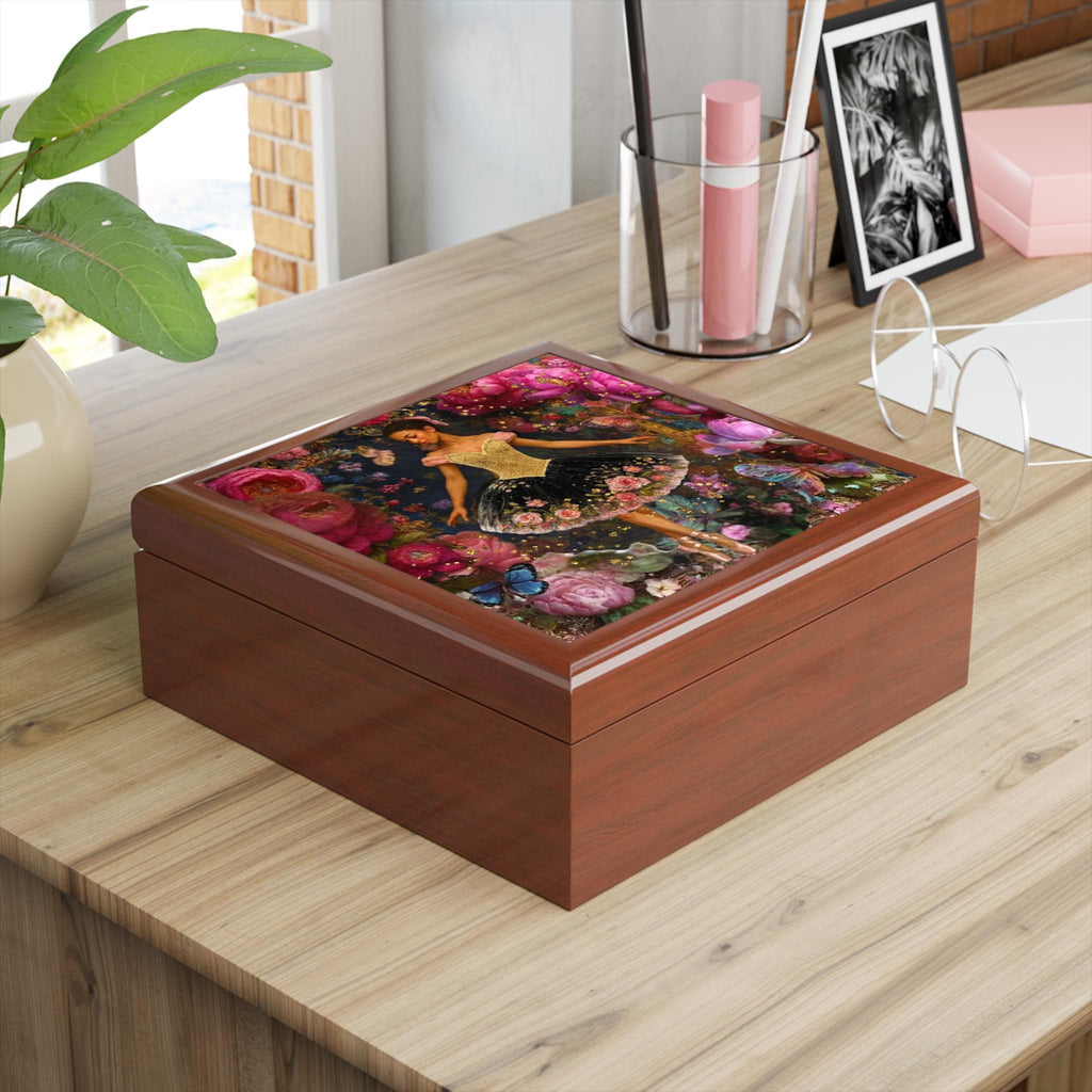 Black Ballerina Keepsake Box, Ballet Art Jewelry Box